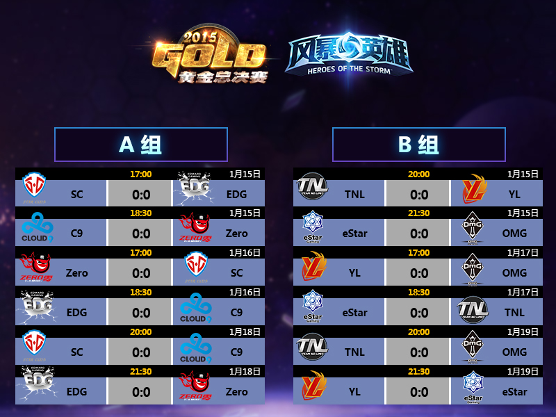 《风暴英雄》2015黄金总决赛赛程：1月15日开打