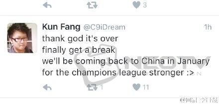 C9获黄金风暴联赛S2排名第四 发推感言