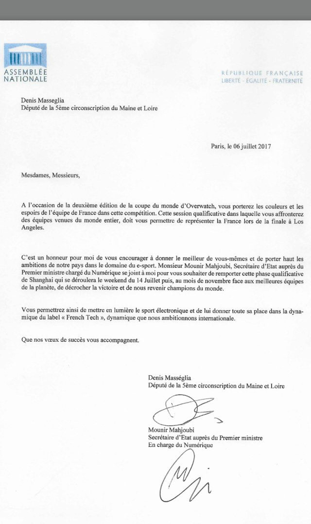 法国政府官员及国会议员发信支持国家队