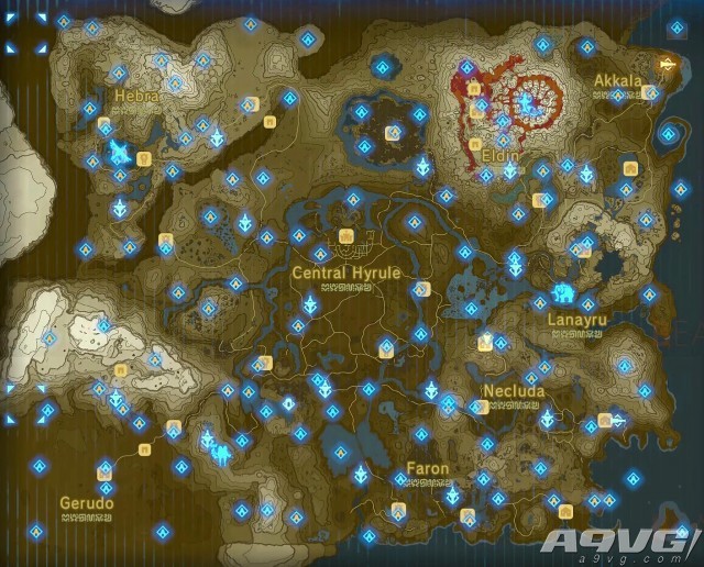 《塞尔达：荒野之息》全神庙地图位置一览