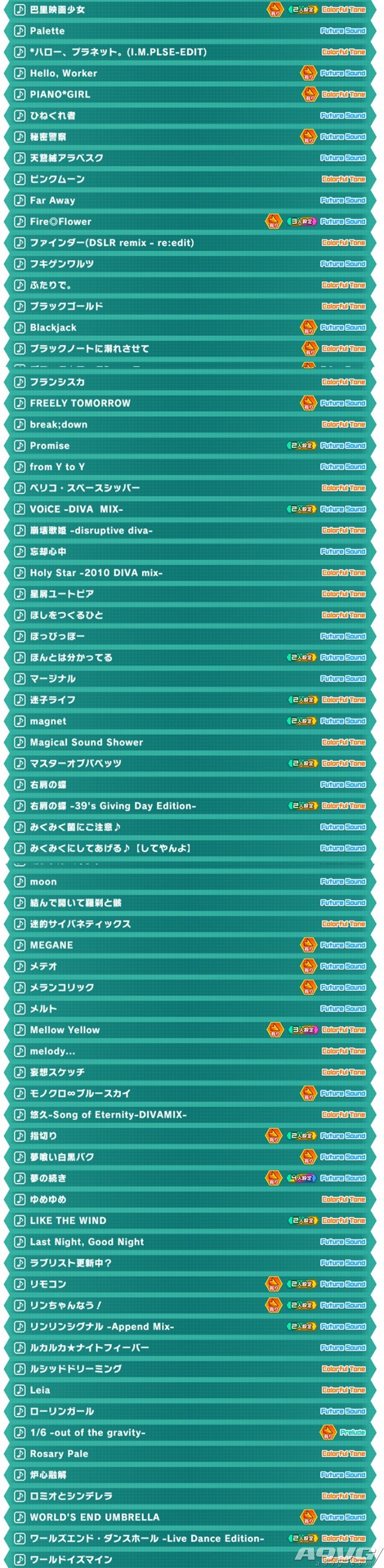 《初音未来歌姬计划：未来之声》全服装全歌曲图鉴攻略