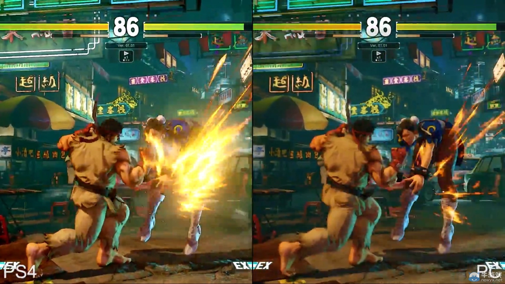 《街头霸王5》PC版及PS4版画质对比 动态模糊差异明显