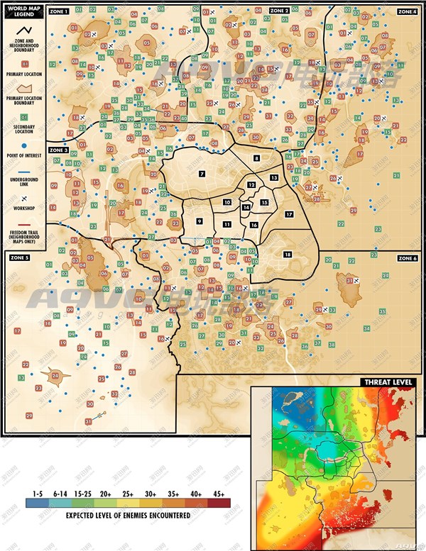 《辐射4》世界地图全18个区域位置分享